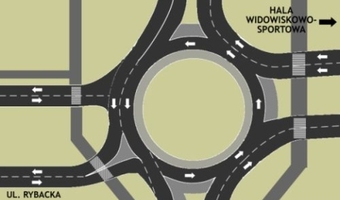 Rondo i tunel dla pieszych przy hali w Gdańsku