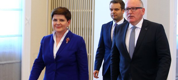 Na zdjęciu premier Beata Szydło i wiceprzewodniczący Komisji Europejskiej Frans Timmermans, Warszawa, czerwiec 2016