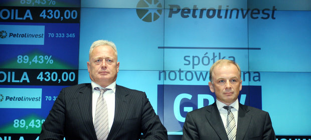 Ryszard Krauze podczas debiutu Petrolinvestu na GPW