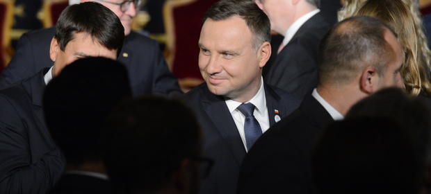 Prezydent Andrzej Duda podczas powitania w Grand Master`s Palace przed XIII Spotkaniem Prezydentów Państw Grupy Arraiolos na Malcie